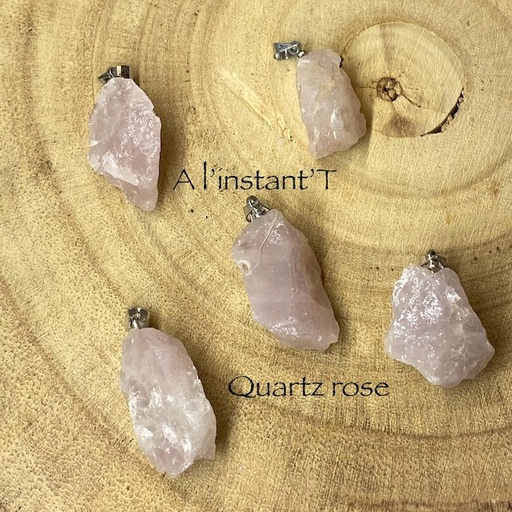 [PPB-QRO] Pendentif Pierre Brute Quartz Rose A