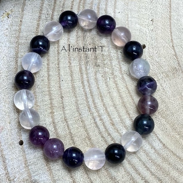 Bracelet Fluorite mauve Perles 8mm