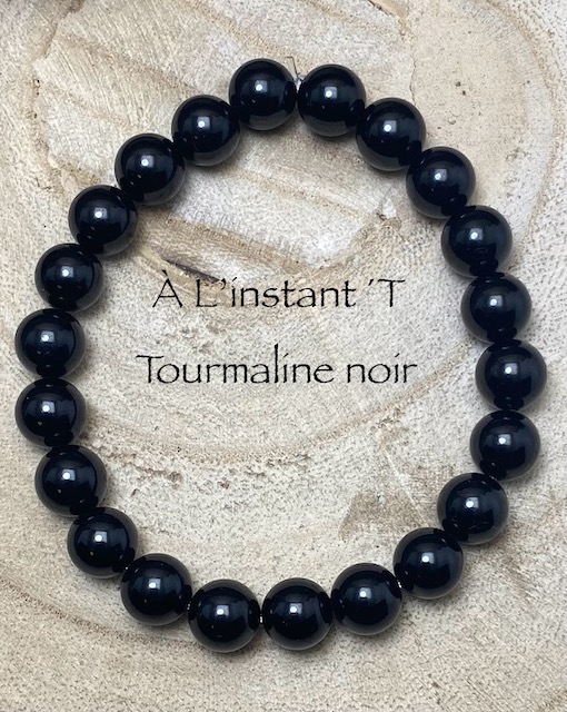 Bracelet Tourmaline noir Perles 8mm