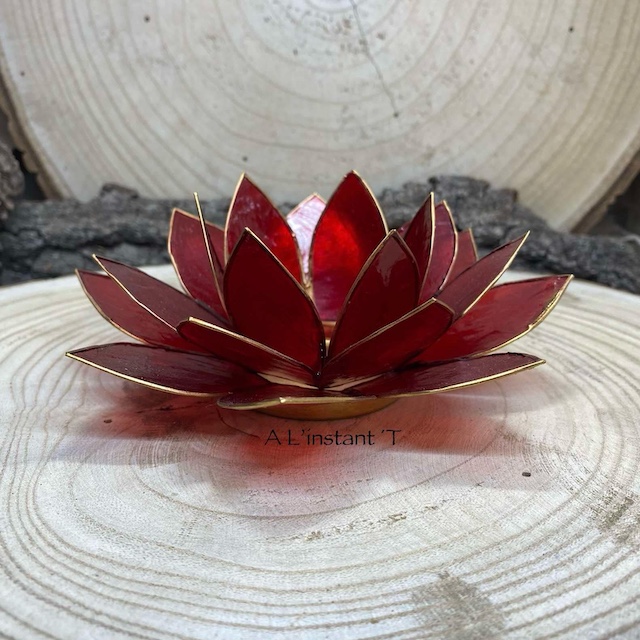 [12011] Bougeoir Lotus Chakra (Chakra 1 rouge & or)