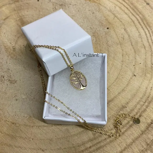 Collier 925 Arbre Quartz Rose