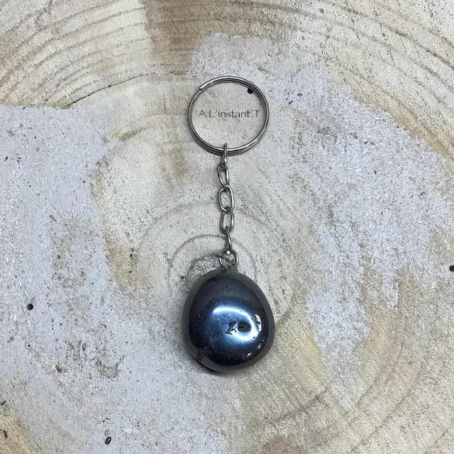 [KEYT-HEM] Porte-Clés Hématite roulée 3cm  