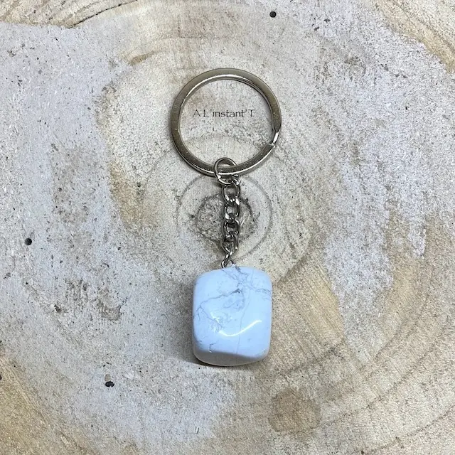 [KEYT-HOW] Porte-Clés Howlite roulée 3cm  