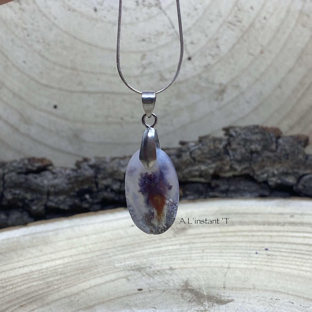 Pendentif en Agate mousse rouge