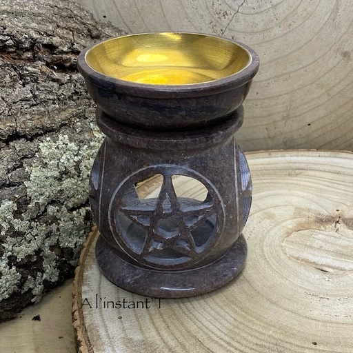 [W9556] Brûle-parfum Pentacle en pierre à savon