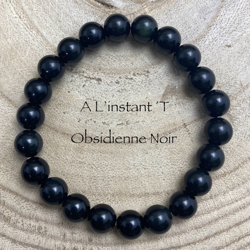 Bracelet Obsidienne Noir Perles 8mm