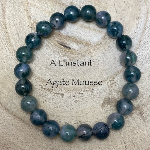 Bracelet Agate Mousse Perles 8mm