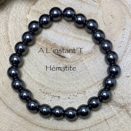 Bracelet Hématite Perles 8mm