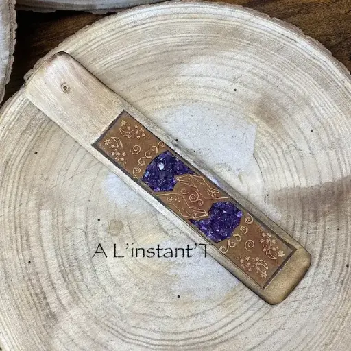 [6366] Porte-encens mains guérisseuses améthyste